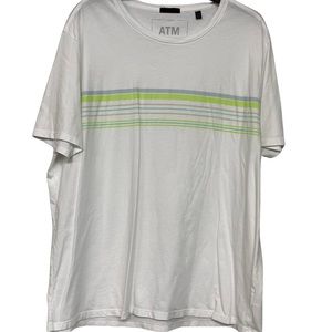 ATM Anthony Thomas Melillo White T Shirt Spring Color Stripe Size M Short Sleeve